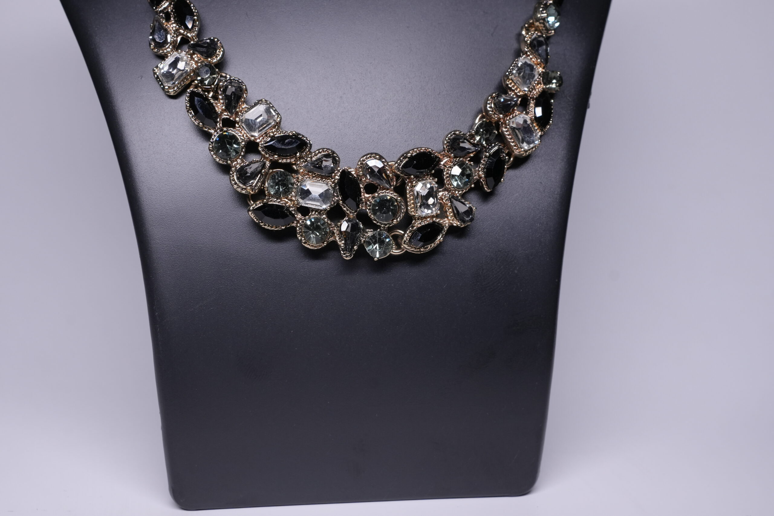 Black Crystal Statement Necklace - Image 4