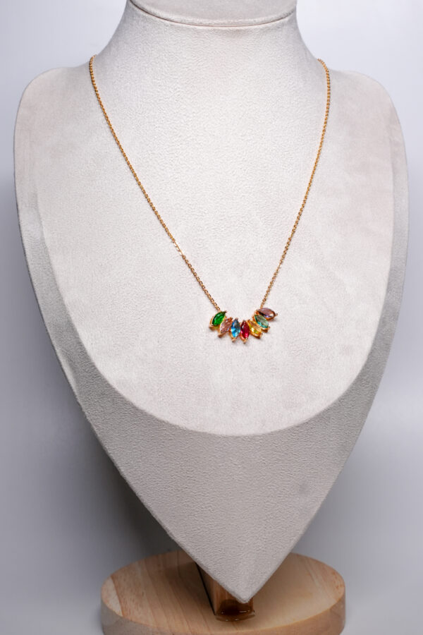 Multicolour Marquise Anti-Tarnish Cluster Pendant Necklace