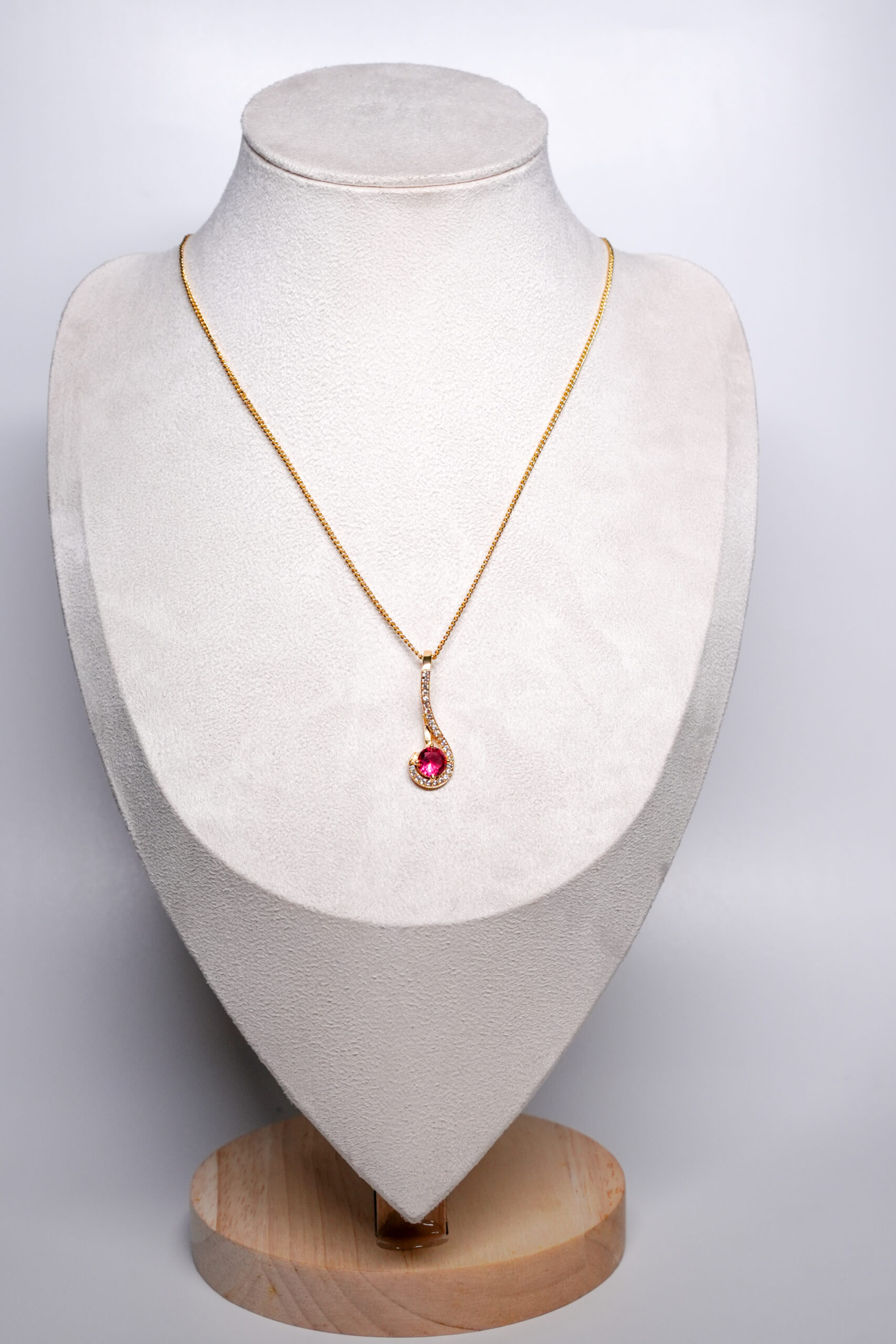 Ruby Red Zircon Pendant Necklace