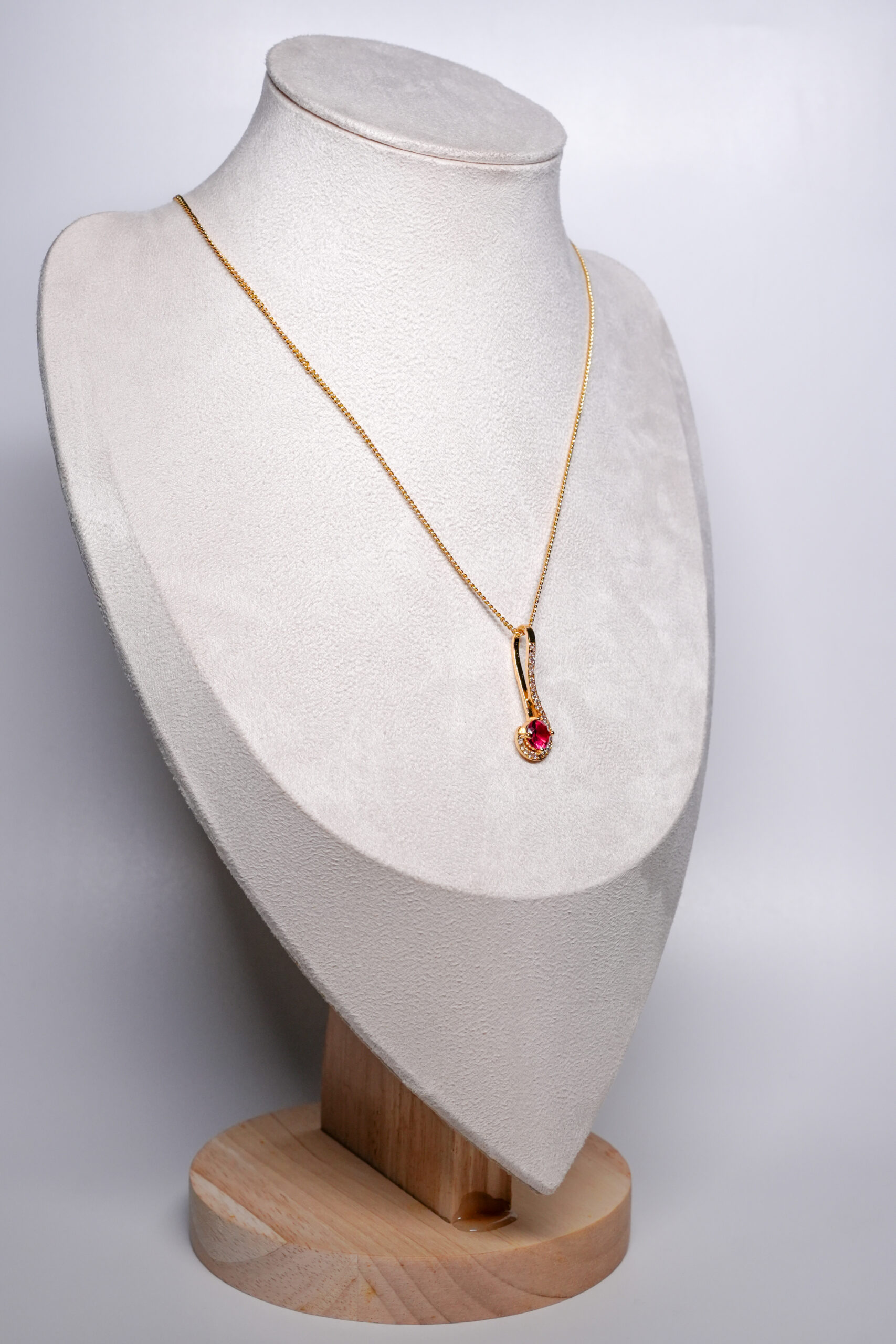 Ruby Red Zircon Pendant Necklace - Image 5