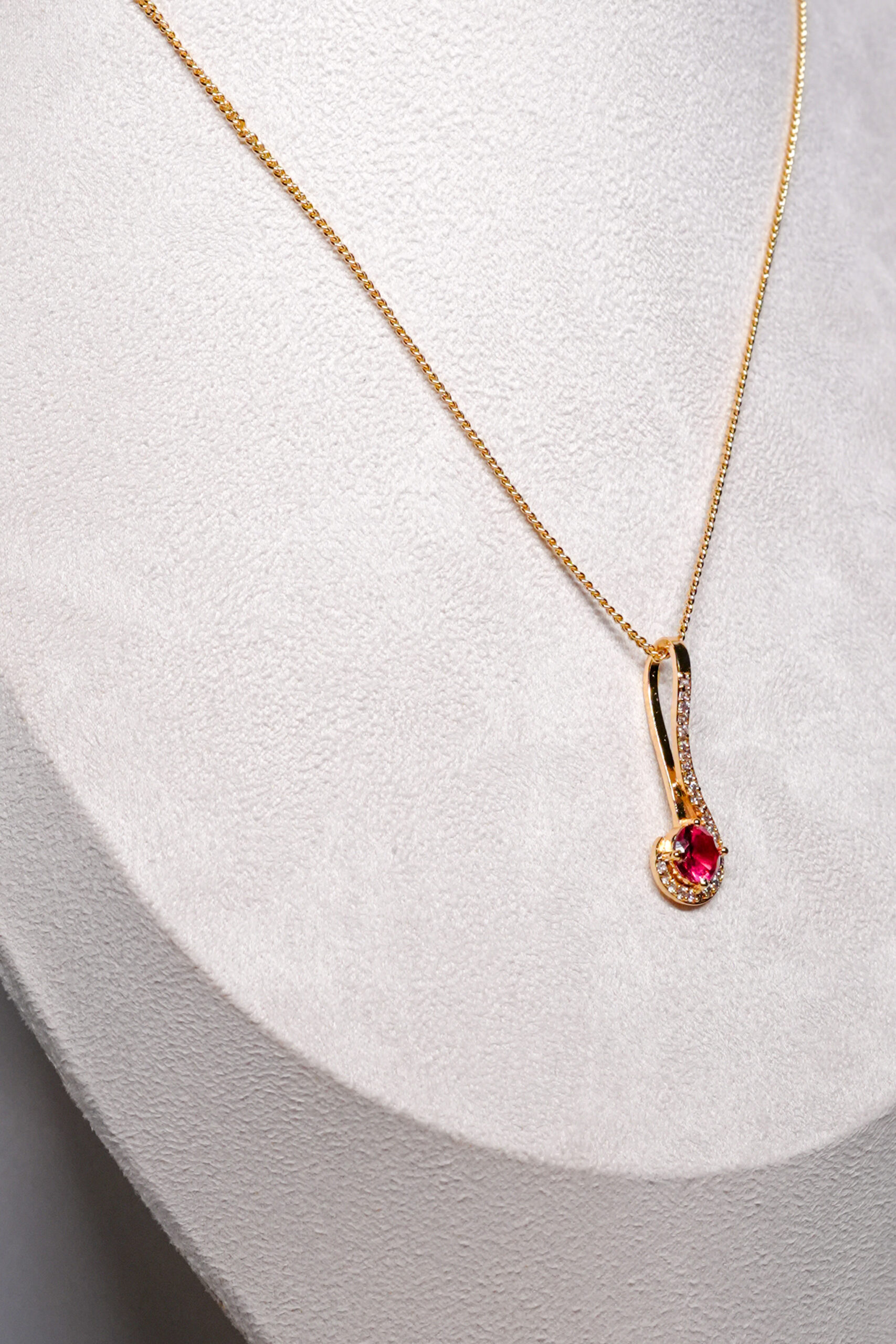 Ruby Red Zircon Pendant Necklace - Image 4
