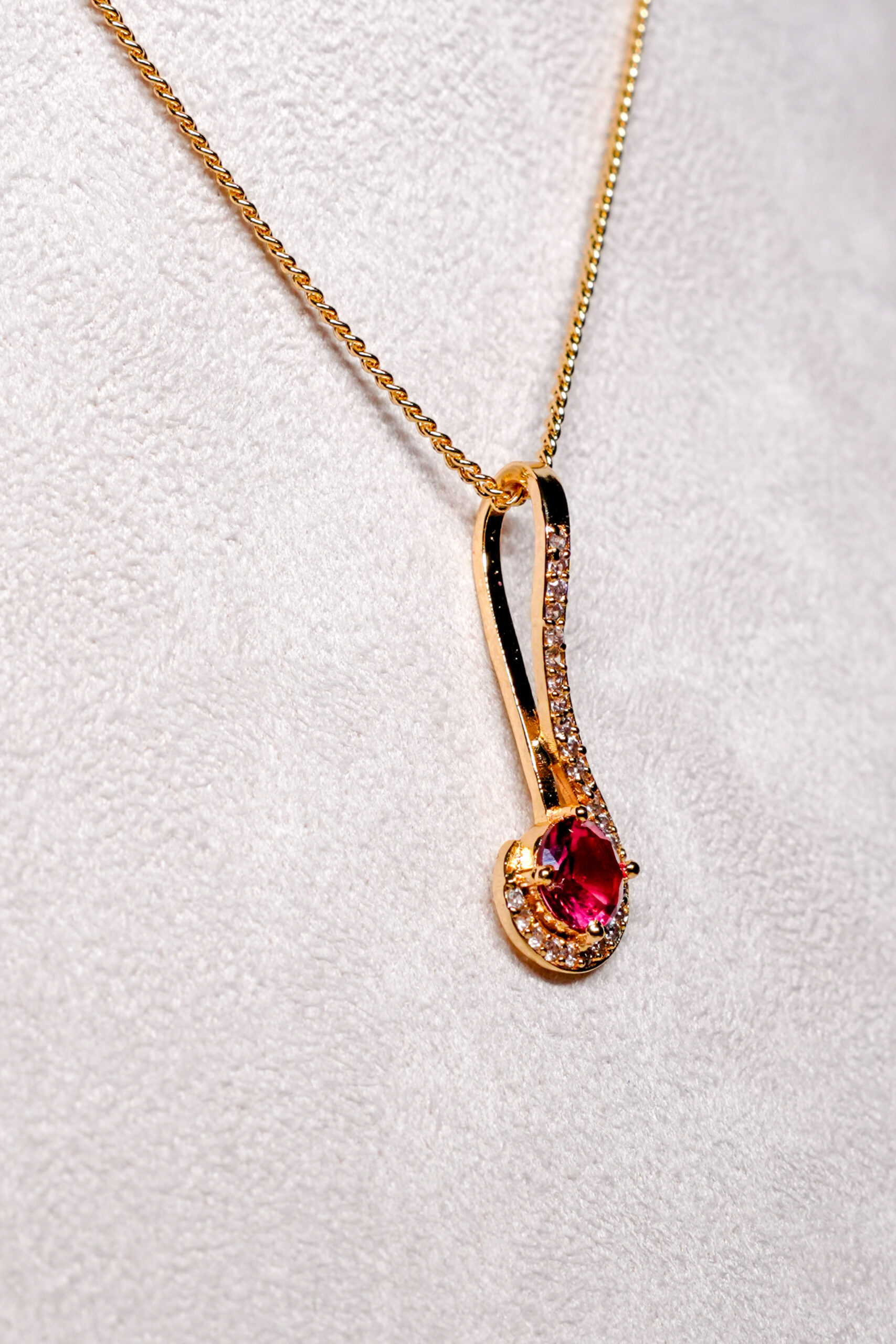 Ruby Red Zircon Pendant Necklace - Image 3