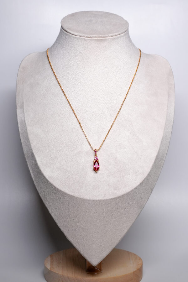 Ruby Pink Anti-Tarnish Pendant Necklace