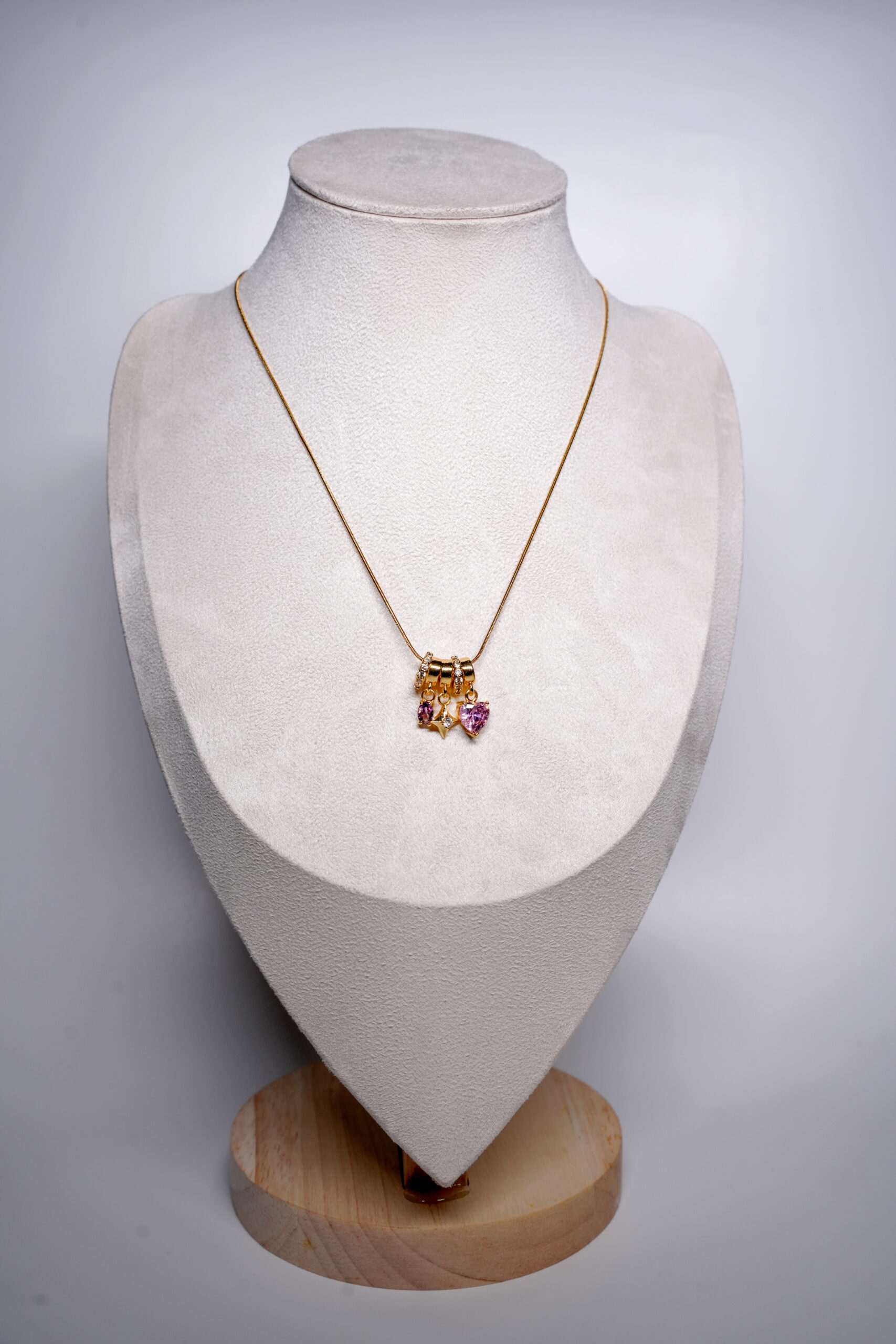 Pink Zircon Charm Necklace - Image 4