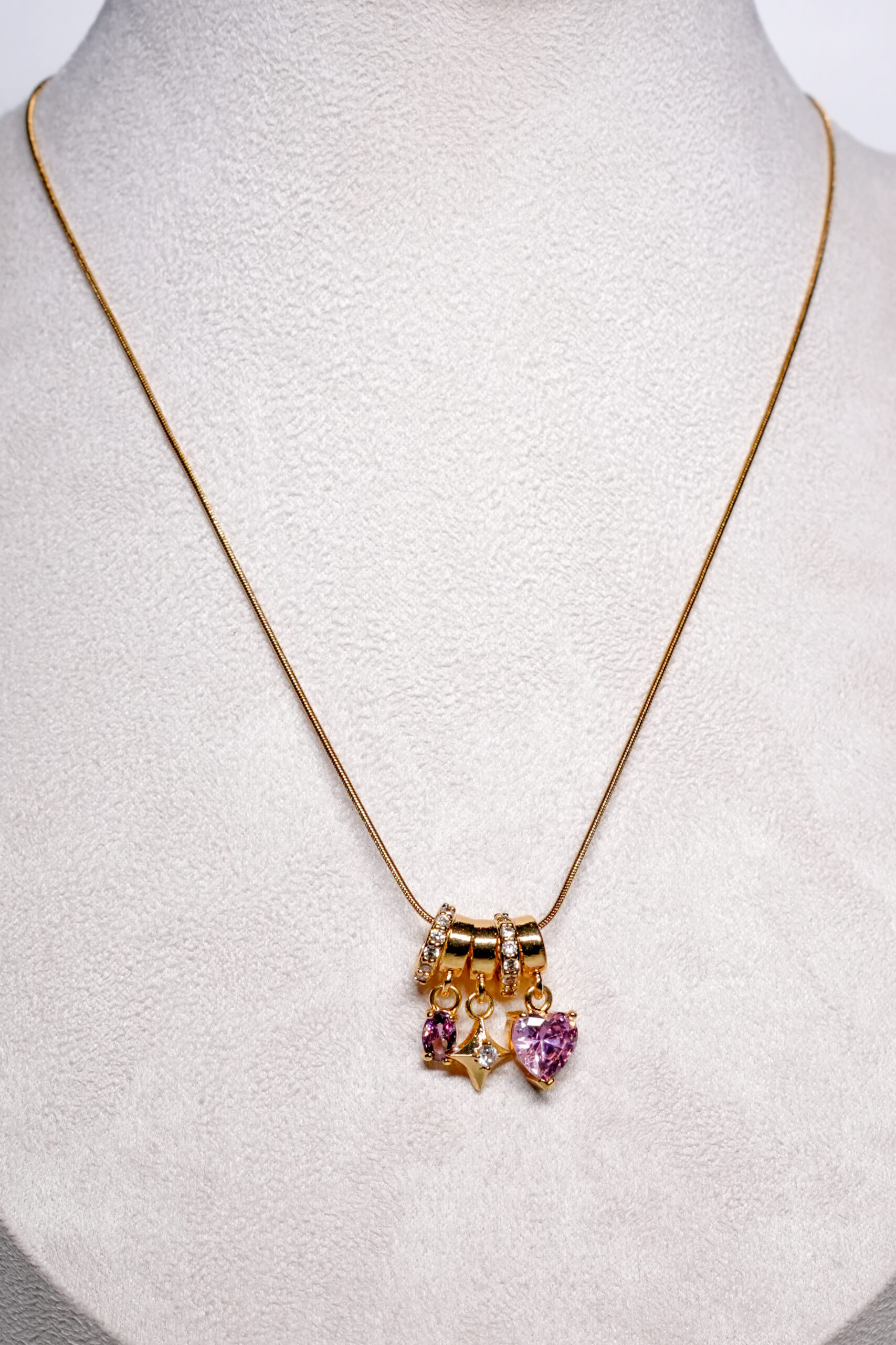 Pink Zircon Charm Necklace - Image 3