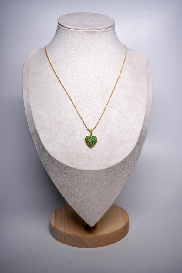 Anti-Tarnish Emerald Green Heart Necklace