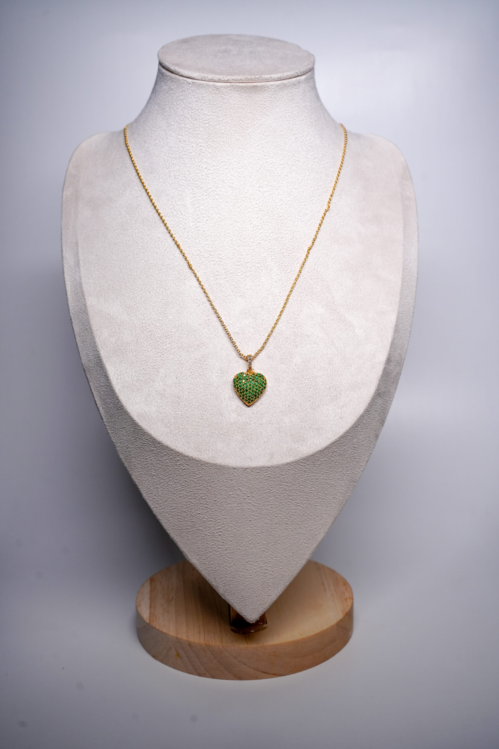 Emerald Green Zircon Heart Necklace