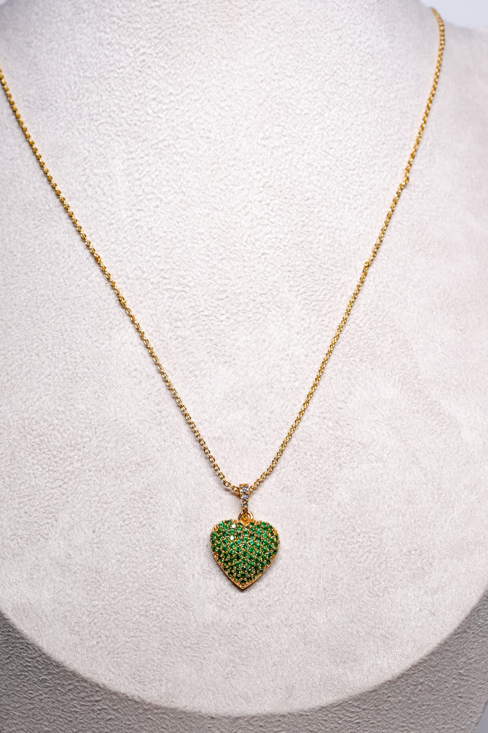 Emerald Green Zircon Heart Necklace - Image 3