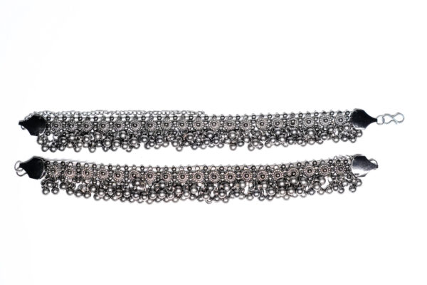 Oxidised Floral Ghungroo Beaded Anklets Pair